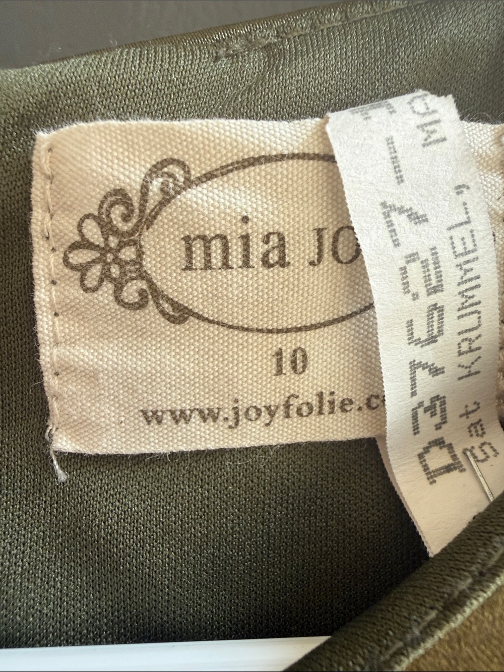 Joyfolie Olive Green High-Low Ruffle Satin Dress - Picture 4 of 4